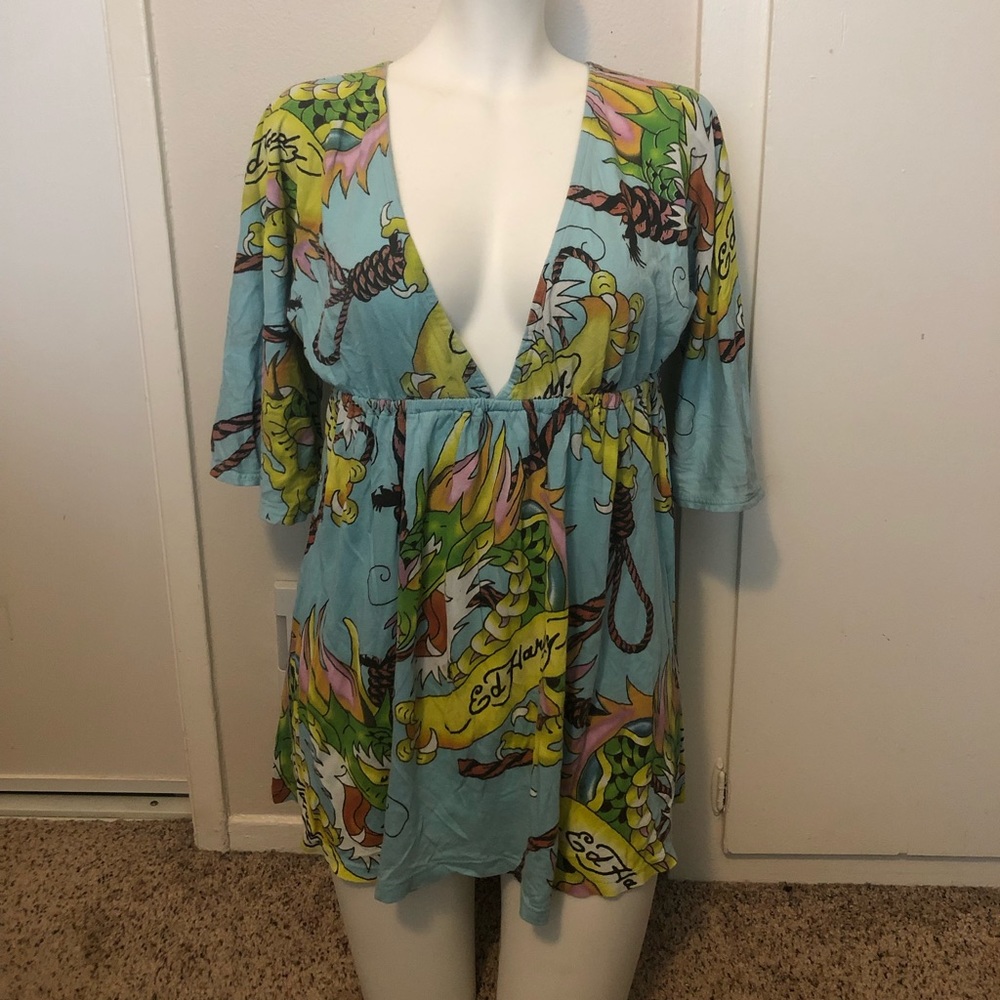 Ed Hardy flowy top size M - Picture 1 of 3